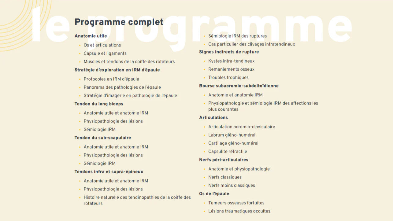 📀 Formation L’IRM d’épaule (Imagerie par résonance magnétique d’épaule)📀