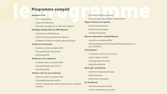 📀 Formation L’IRM d’épaule (Imagerie par résonance magnétique d’épaule)📀